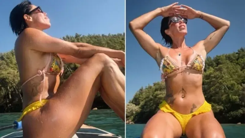 Sevda Dalgıç kürek sörfü yaptı... İddialı pozlarıyla büyüledi!